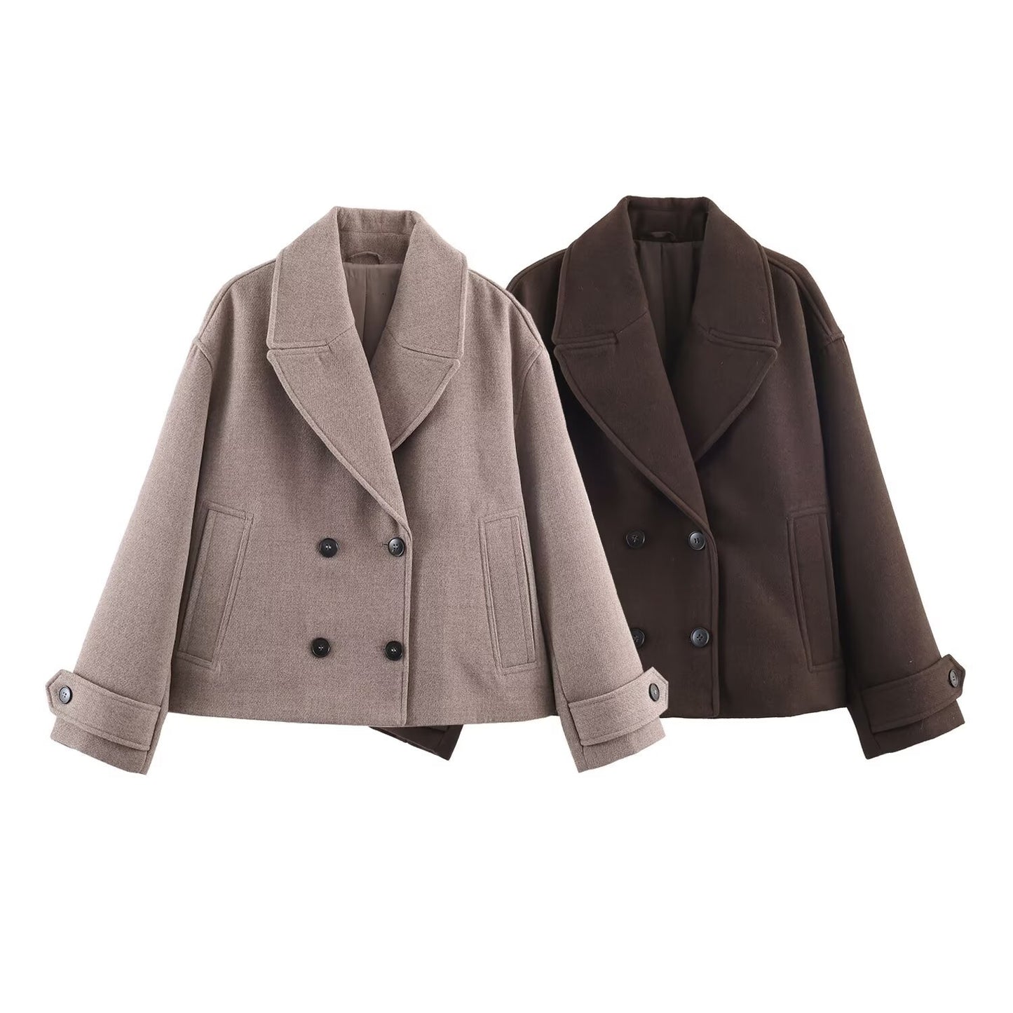 Chaqueta corta de doble botonadura estilo oficina