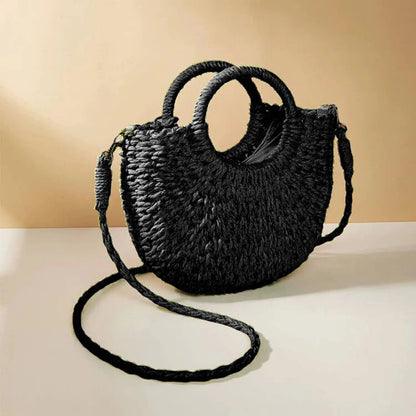 Bolso de hierba trenzada para mujer, versátil para la playa