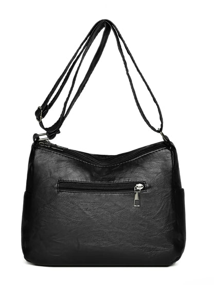 Bolso de Hombro Mediano de Piel Sintética con Múltiples Bolsillos