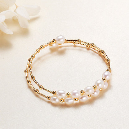 Pulsera de perlas de agua dulce estilo étnico barroco