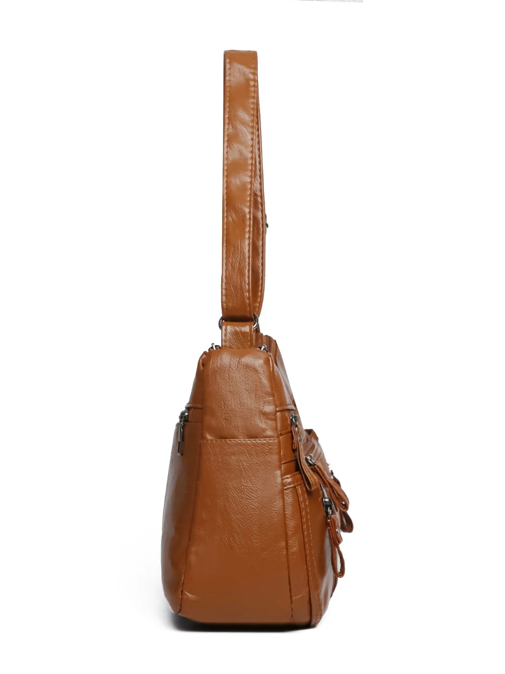 Bolso Bandolera Mediano de Piel Sintética con Múltiples Compartimentos