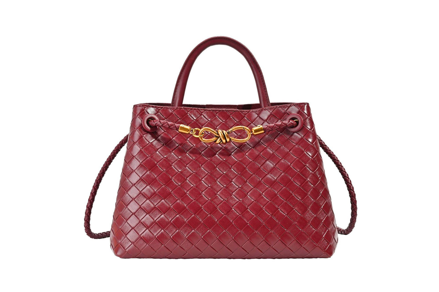 Bolso de hombro tejido con hebilla de cuerda metálica, a la moda, versátil, retro, ideal para mujeres que viajan al trabajo.