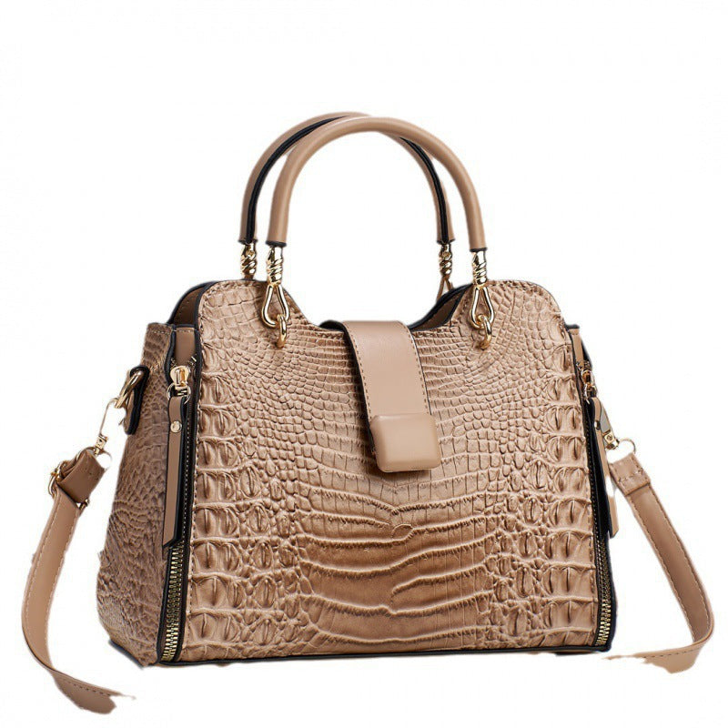 Bolso Tote y Bandolera con Patrón Cocodrilo de Gran Capacidad