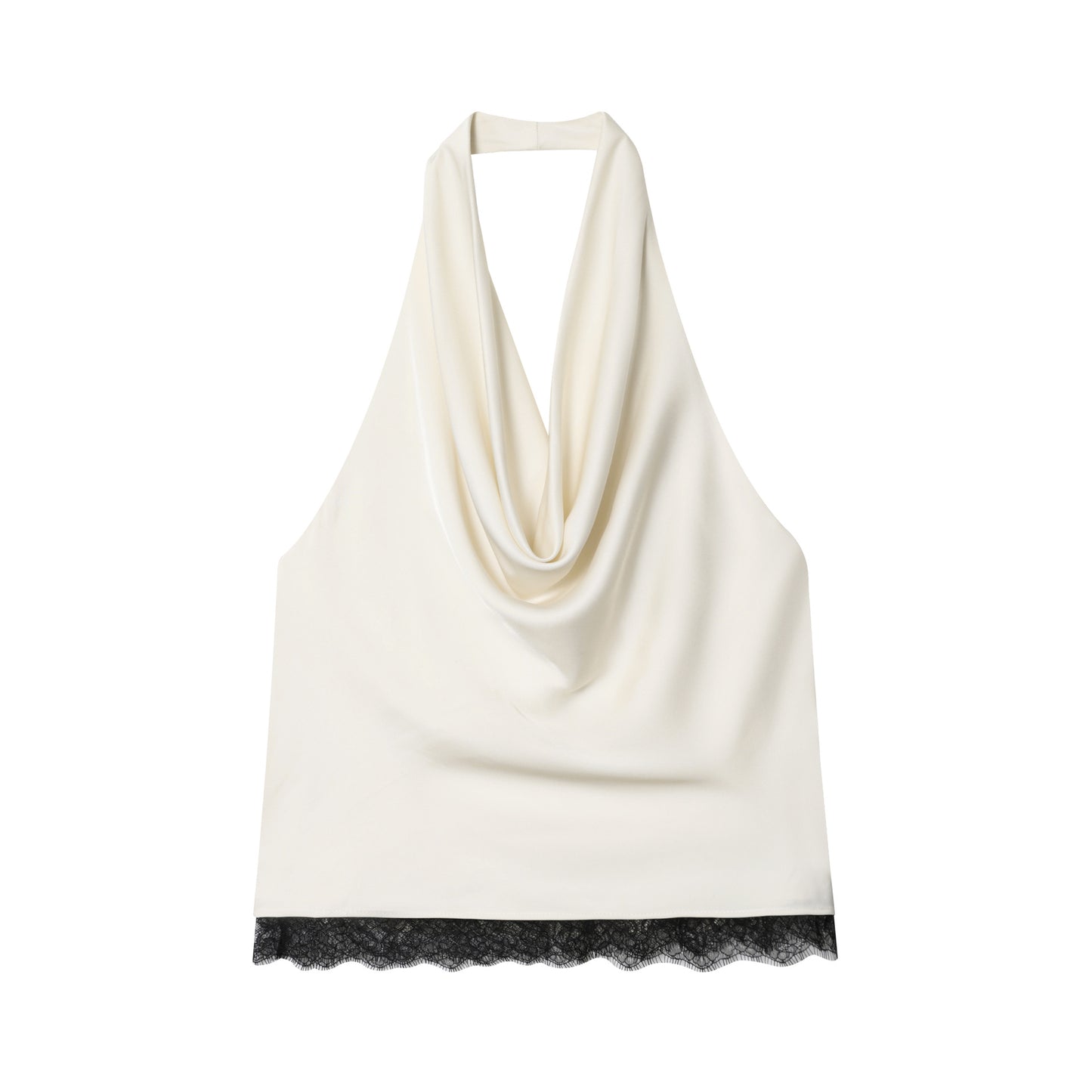 Conjunto de top halter de encaje y falda midi de satén
