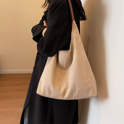 Bolso Tote Grande de Ante con Cierre Magnético Estilo Retro