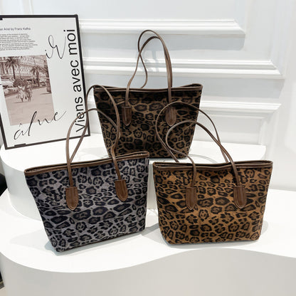 Bolso Tote de Piel Sintética con Estampado de Leopardo