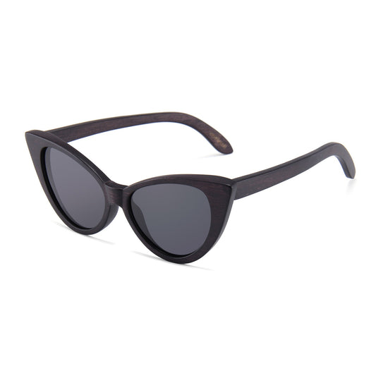Gafas de sol polarizadas cat eye de madera retro