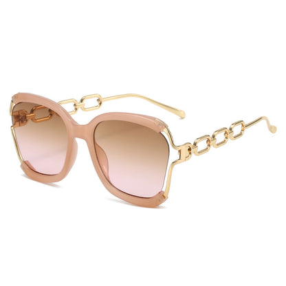 Gafas de Sol Ovaladas con Cadena Montura Metal UV400