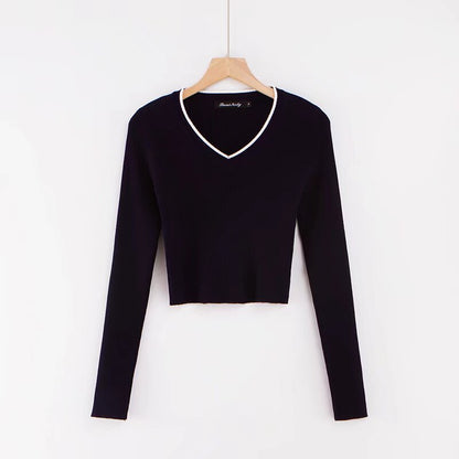 Top de manga larga con cuello en V