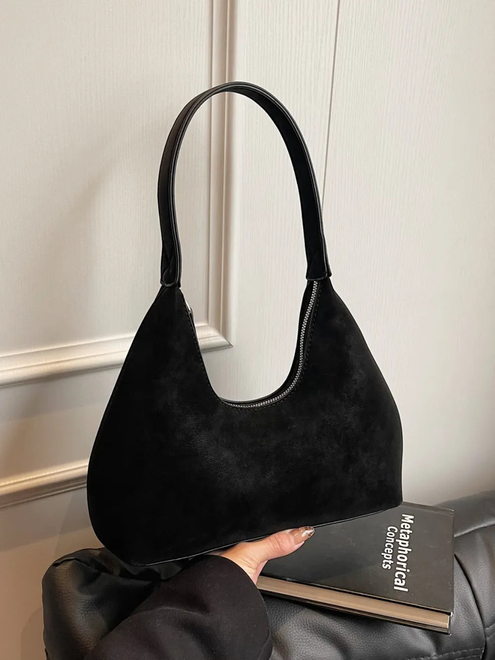 Bolso de Hombro Pequeño con Cremallera en Poliéster y PU