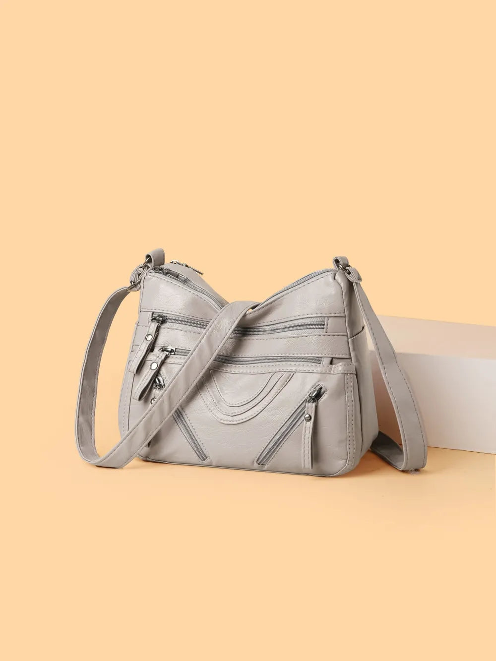 Bolso Bandolera Mediano de Piel Sintética con Múltiples Compartimentos