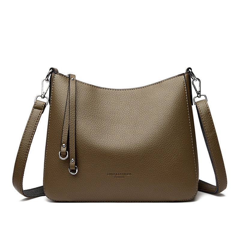Bolso de hombro y bandolera de piel genuina versátil