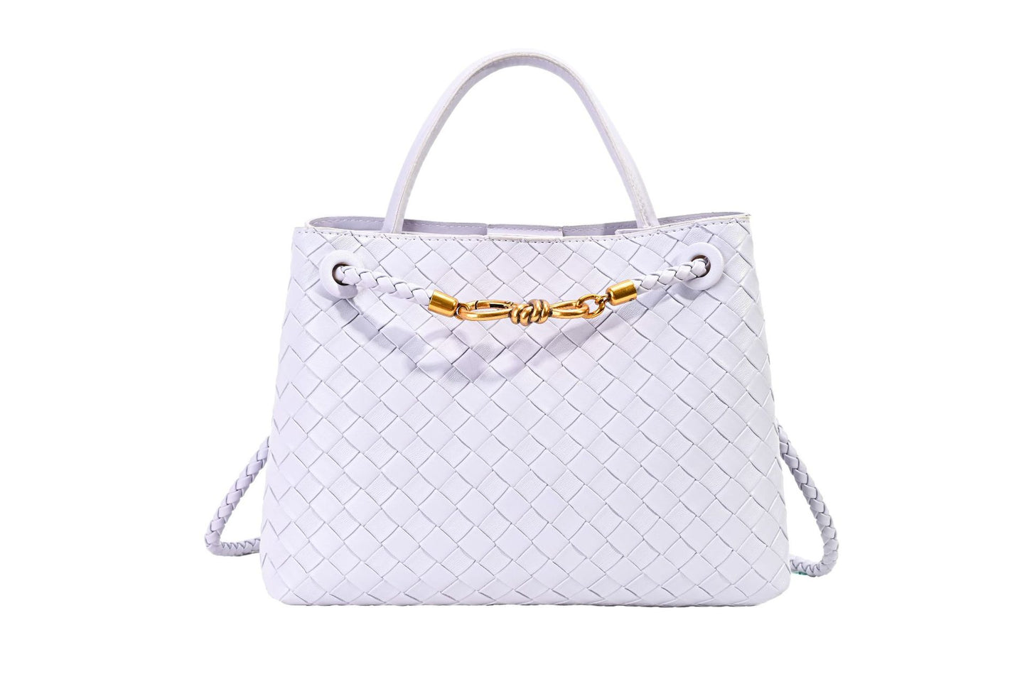 Bolso de hombro tejido con hebilla de cuerda metálica, a la moda, versátil, retro, ideal para mujeres que viajan al trabajo.