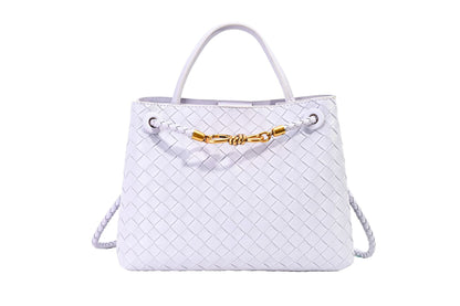 Bolso de hombro tejido con hebilla de cuerda metálica, a la moda, versátil, retro, ideal para mujeres que viajan al trabajo.