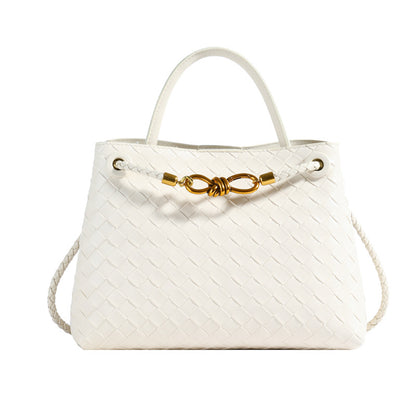 Bolso de hombro tejido con hebilla de cuerda metálica, a la moda, versátil, retro, ideal para mujeres que viajan al trabajo.