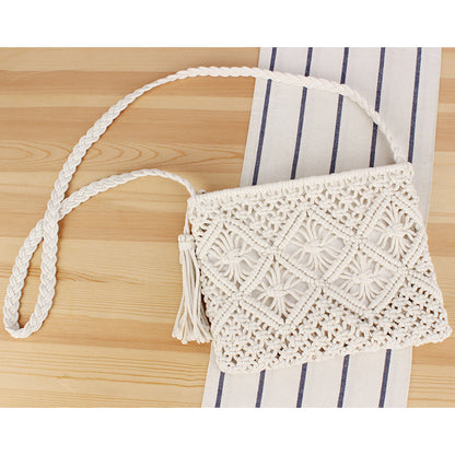 Bolso de Mano Tejido con Flecos Retro para Playa y Viaje