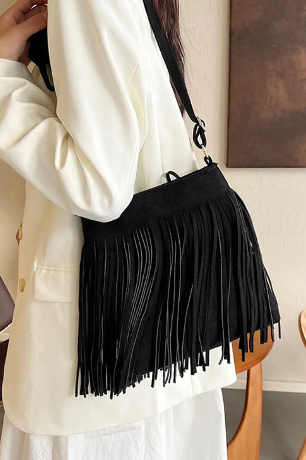 Bolso Bandolera de Ante con Flecos