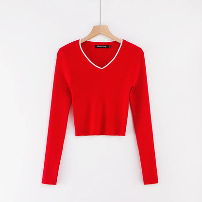 Top de manga larga con cuello en V