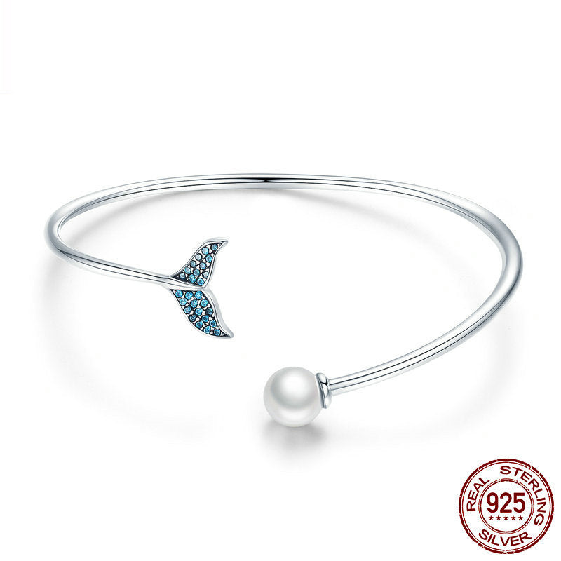 Pulsera de Plata de Ley 925 Lágrimas de Sirena con Circonita y Perla