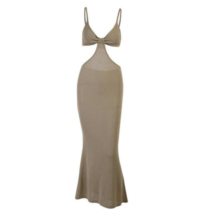 Vestido maxi de punto con espalda descubierta para verano
