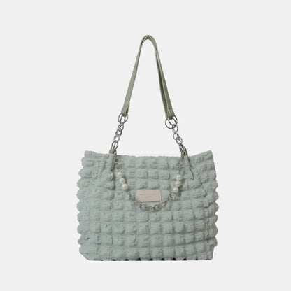 Bolso Tote con Textura Burbuja y Cadena