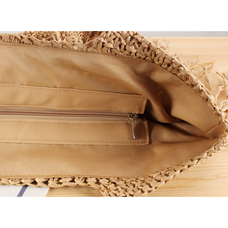 Bolso Bandolera Tejido a Mano con Flecos para Playa y Resort
