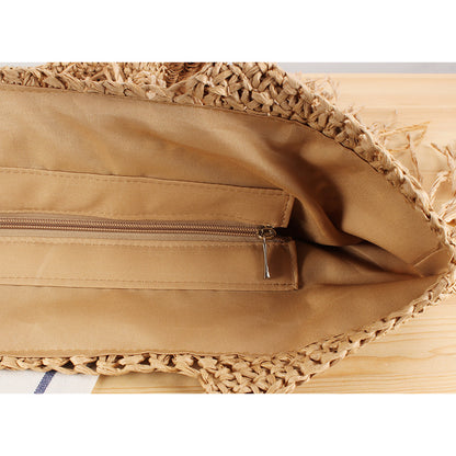 Bolso Bandolera Tejido a Mano con Flecos para Playa y Resort