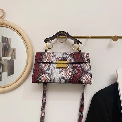 Bolso Bandolera de Piel Sintética con Estampado de Serpiente