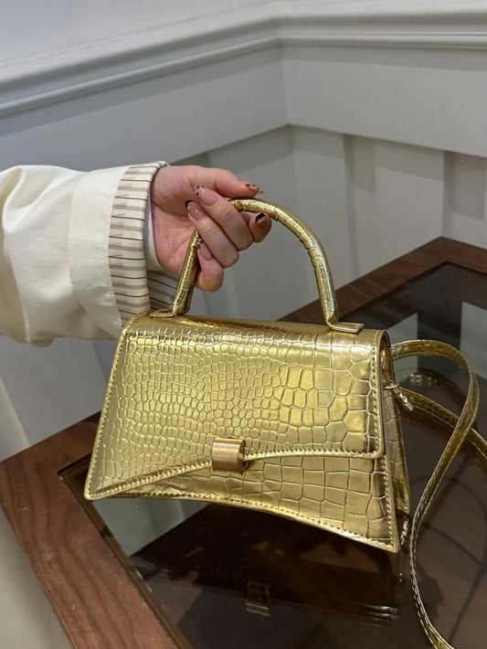 Bolso de Mano Pequeño de Piel Sintética de Color Liso