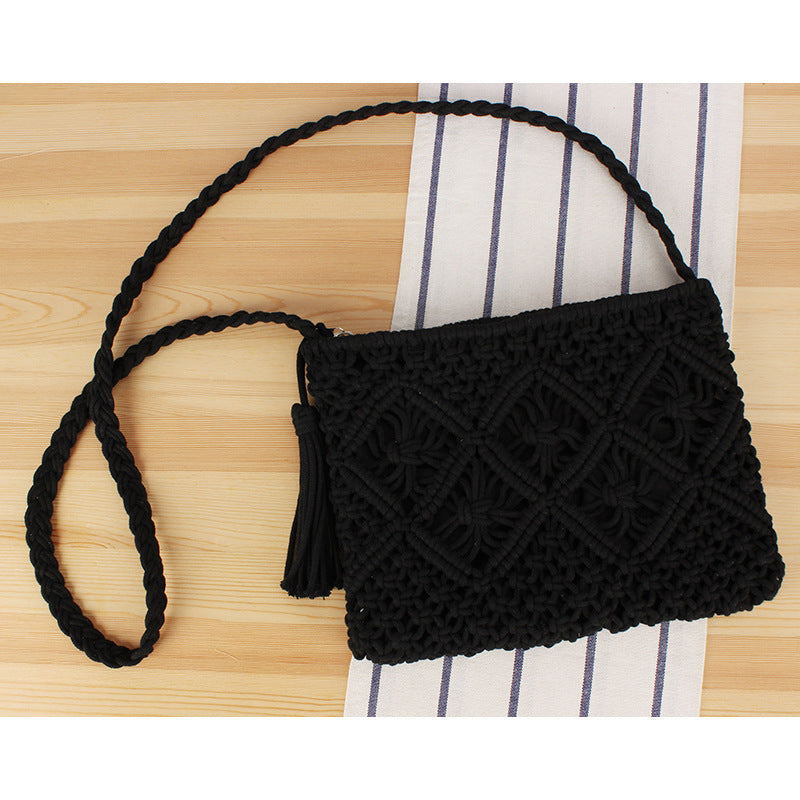 Bolso de Mano Tejido con Flecos Retro para Playa y Viaje