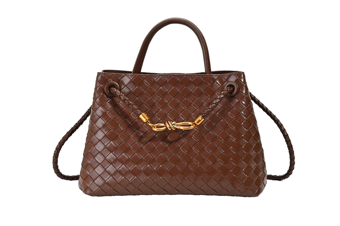 Bolso de hombro tejido con hebilla de cuerda metálica, a la moda, versátil, retro, ideal para mujeres que viajan al trabajo.