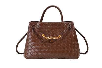 Bolso de hombro tejido con hebilla de cuerda metálica, a la moda, versátil, retro, ideal para mujeres que viajan al trabajo.