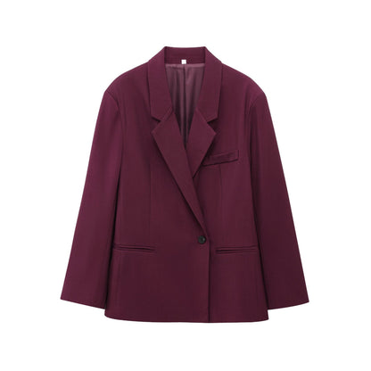 Conjunto de blazer holgado de doble botonadura y pantalones largos