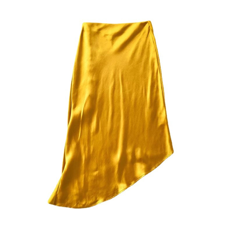 Falda midi de satén bicolor estilo francés
