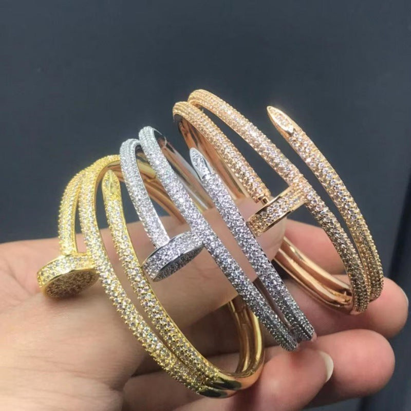 Pulsera de Plata 925 con Diamantes Tres Círculos Chapada en Oro