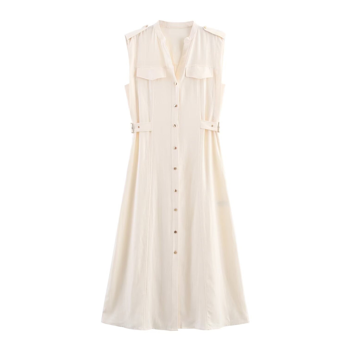 Vestido midi de lino para mujer