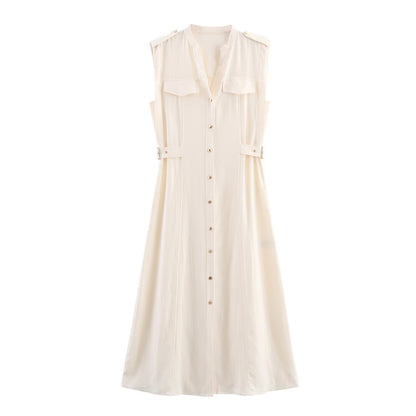Vestido midi de lino para mujer