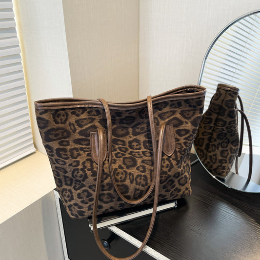 Bolso Tote de Piel Sintética con Estampado de Leopardo