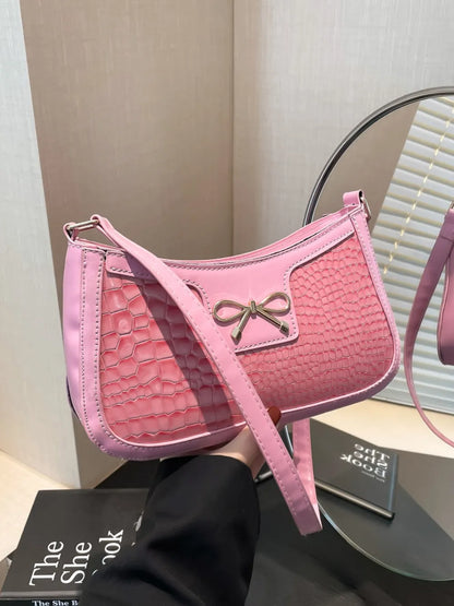 Bolso de Hombro Pequeño de Piel Sintética con Lazo
