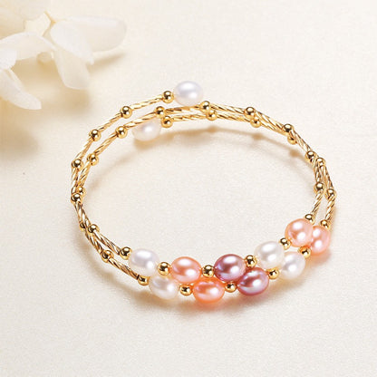 Pulsera de perlas de agua dulce estilo étnico barroco