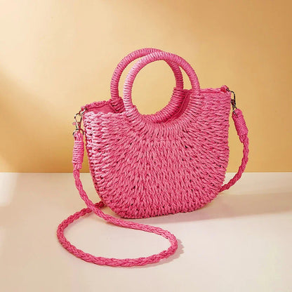 Bolso de hierba trenzada para mujer, versátil para la playa