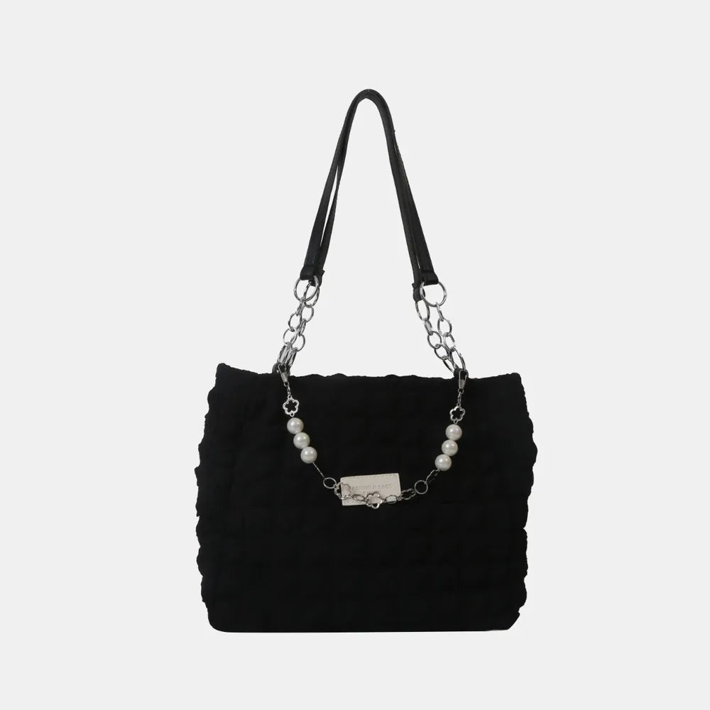 Bolso Tote con Textura Burbuja y Cadena