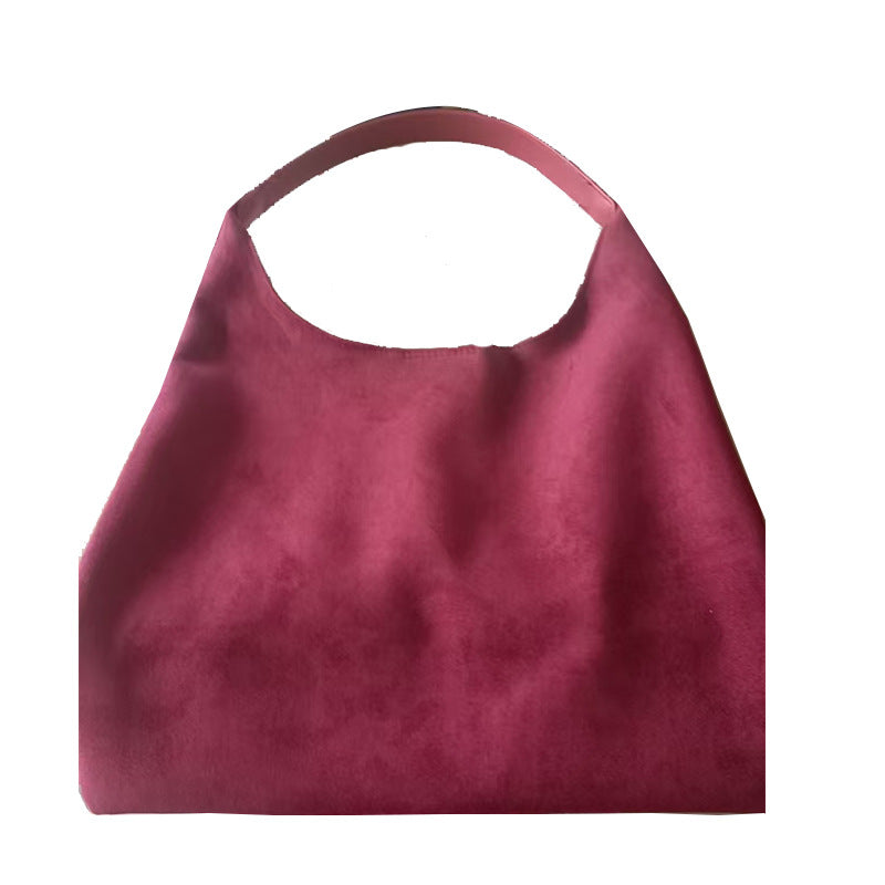 Bolso Tote Grande de Ante con Cierre Magnético Estilo Retro