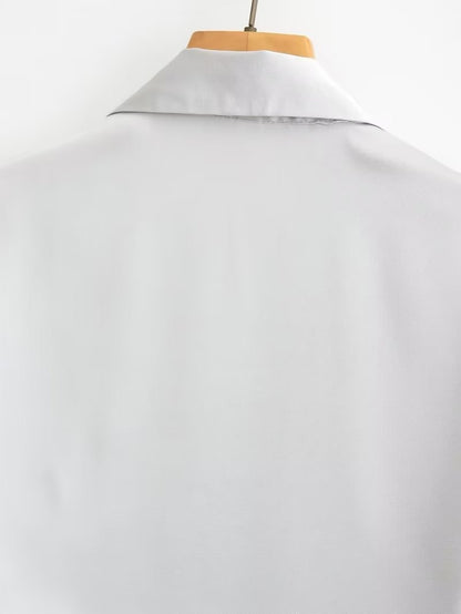 Conjunto de camisa y falda de satén de cintura alta