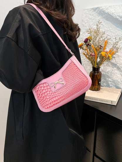 Bolso de Hombro Pequeño de Piel Sintética con Lazo