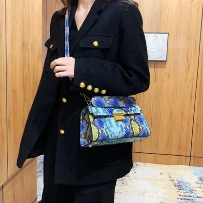 Bolso Bandolera de Piel Sintética con Estampado de Serpiente