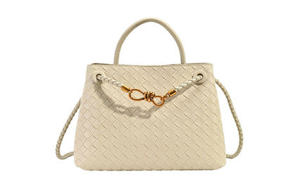 Bolso de hombro tejido con hebilla de cuerda metálica, a la moda, versátil, retro, ideal para mujeres que viajan al trabajo.