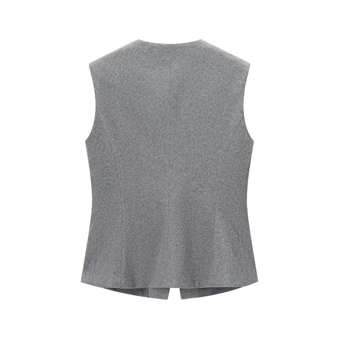 Chaleco en espiga + leggings acampanados