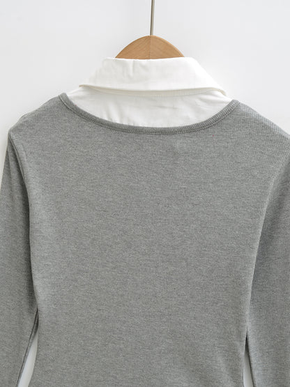 Camiseta tipo pulóver de manga larga ajustada