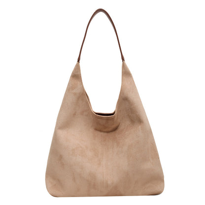 Bolso Tote Grande de Ante con Cierre Magnético Estilo Retro